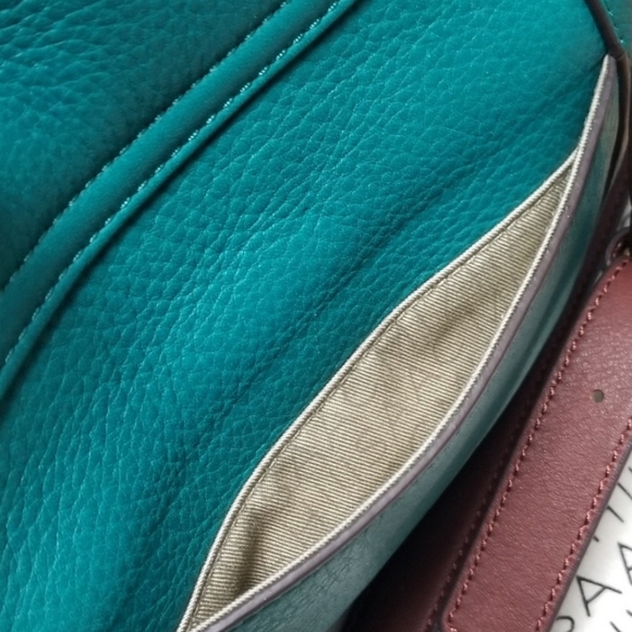 ISAAC MIZRAHI | TEAL PEBBLED LEATHER CROSSBODY BAG - Picture 13 of 15